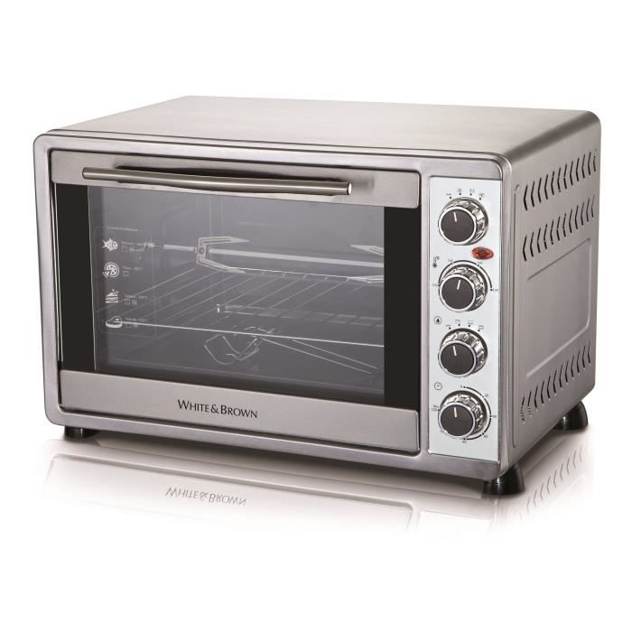 WHITE & BROWN MF 447-Mini four-45 L-2000 W-Voûte, sole ou convection-Rotissoire et chaleur tournante-Inox