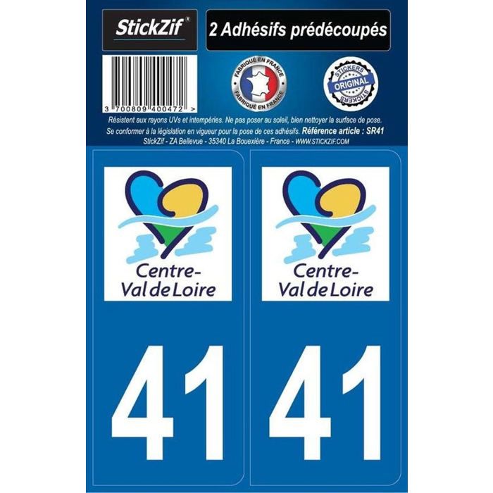 STICKZIF 2 Autocollants Région Département 41 SR41