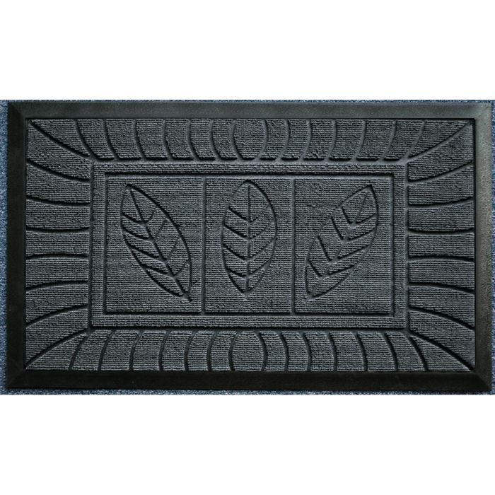 Tapis d'entrée 45x75cm feuilles gris