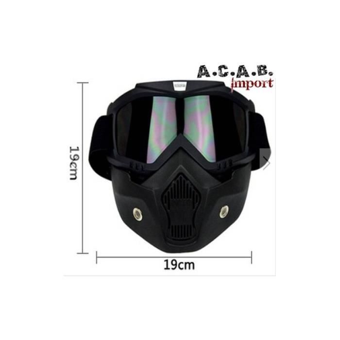 Masque Type Cross Complet Avec Lunettes Pour Casque Jet Moto Achat