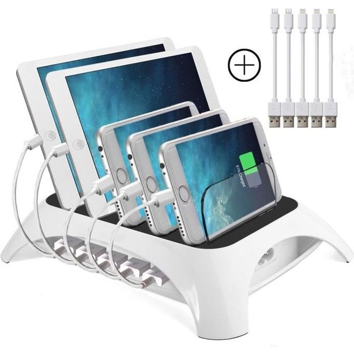 Station de Charge avec 5 Ports USB de recharge Support de Charge pour