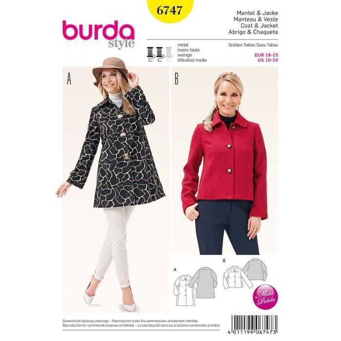 Manteau Vente Patron Tutoriel 6747 Achat Veste Burda Et 76xqnZqFEw