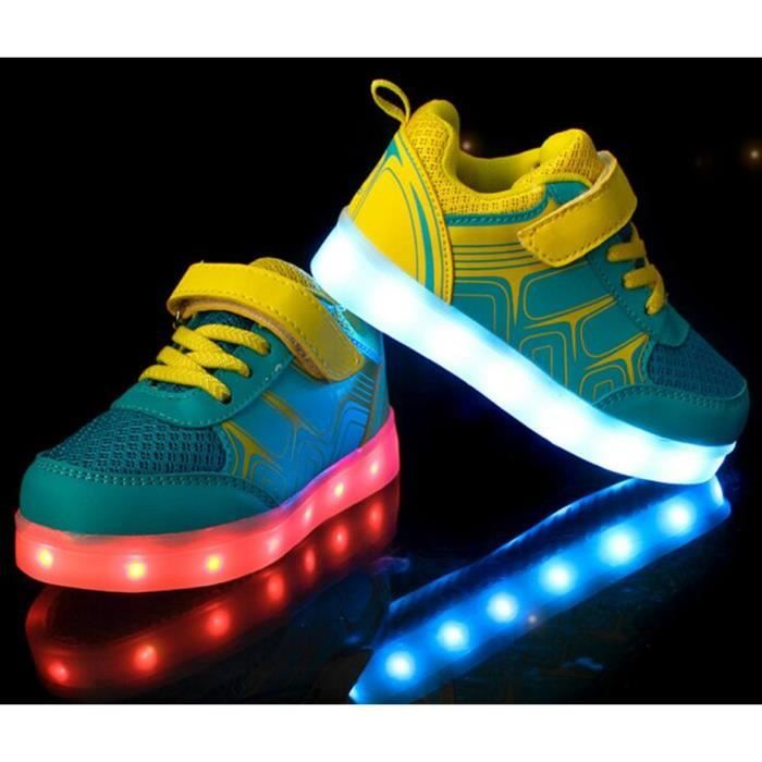 USB Charge LED Éclairage Enfant Chaussure Velcro Désign 7 Couleurs ... USB Charge LED Éclairage Enfant Chaussure Velcro Désign 7 Couleurs Flash Chaussures Sport Superstar Sneaker Basket