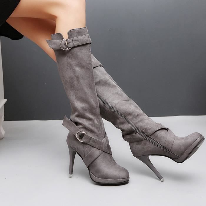 Romaine Martin Long Bottes Talons Pour Plateforme Femmes Chaussures Boucle qwHBxSI