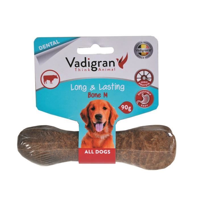 VADIGRAN Os à mâcher pressé Long & Lasting bŒuf M - 90 g - 13 cm - Pour chiens