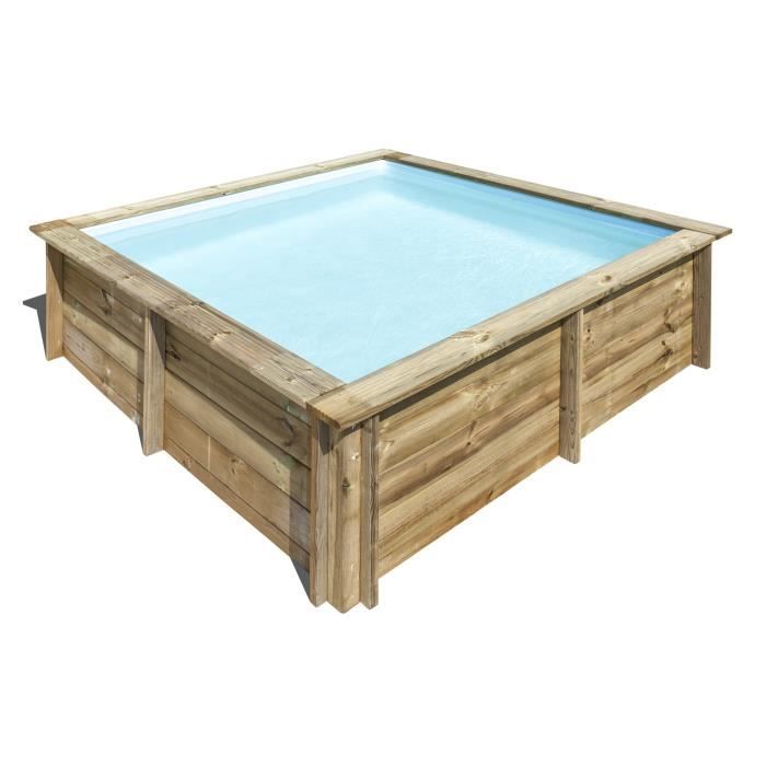 SUNBAY Piscine bois carrée City - 2,25 x 2,25 x H 0,68 m