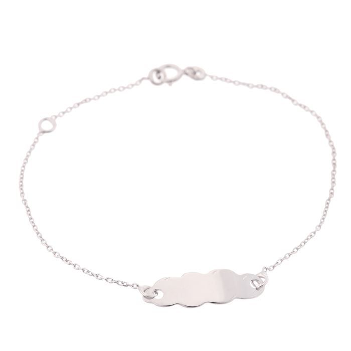 YSORA - Gourmette Nuage en Or Blanc 9 Carats - Bébé