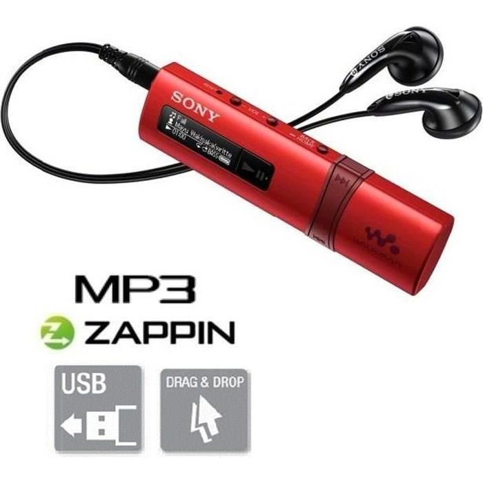 SONY - Lecteur audio walkman clé USB + radio FM rouge