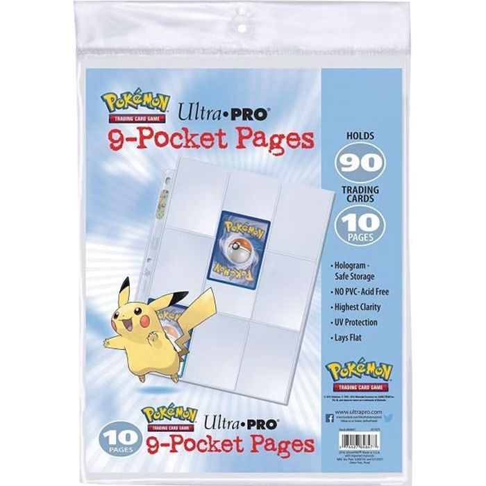 POKEMON - Lot de 10 Feuilles de classeur Pikachu - Cartes à collectionner