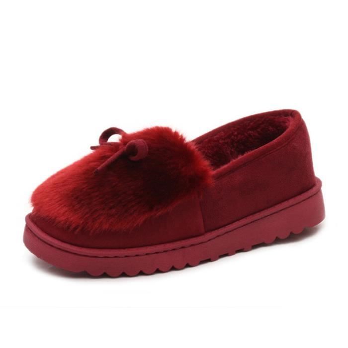 xz065rouge36 Hiver Femme Chaussures Fond Peluche Bgd Chaussure épaisé 5T0qnxwZR