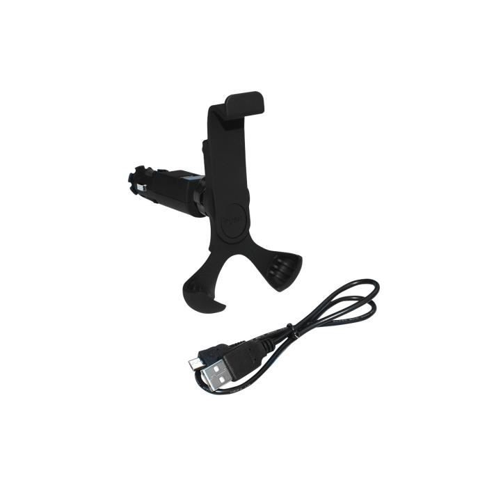Prise USB - Universelle - Câble micro B-USB 53 cm - Noir