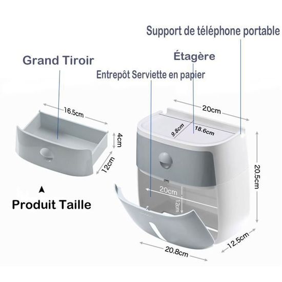 Boîte De Papier Toilette Murale à Suspendre, Porte-papier Hygiénique étanche Pour Salle De Bain Etagere Pour Cuisine Beige 94890596