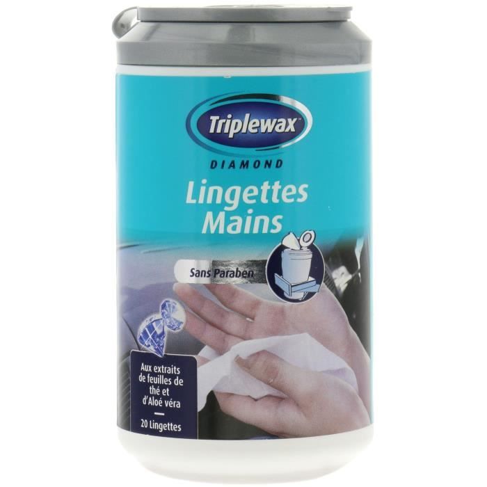 TRIPLEWAX Lingettes mains - 20 pièces