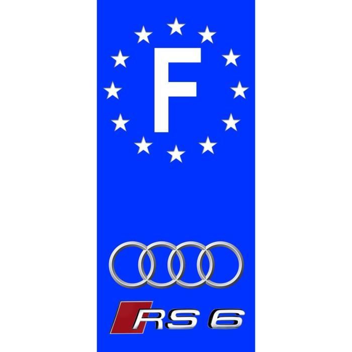 2X Stickers Plaques D/'immatriculation Audi RS6 Fond Bleu Autos Motos