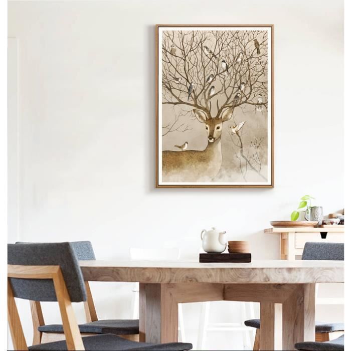 Europe Du Nord Les Peintures Décoratives Cerfs Oiseaux Habitat