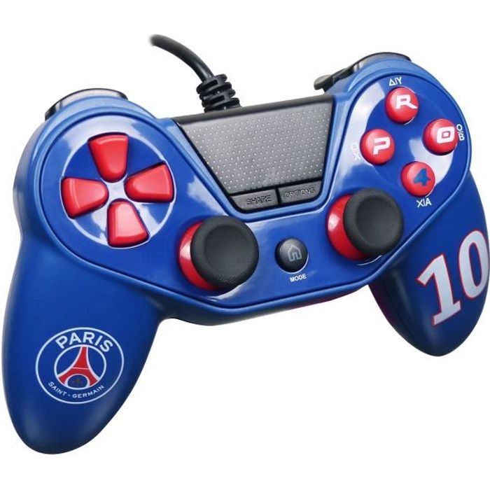 Paris Saint Germain Manette Pro4 Wired pour PS4 PS3 et PC Bleu