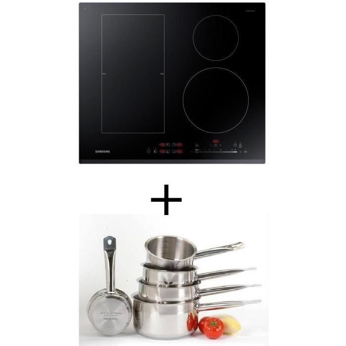 Pack cuisson SAMSUNG NZ64K5747BK - Table de cuisson à induction - 4 zones - 7200W - L60 x P52cm + Set 5 pièces tous feux