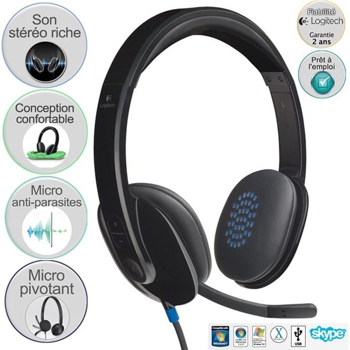 Logitech casque filaire USB Stereo - H540