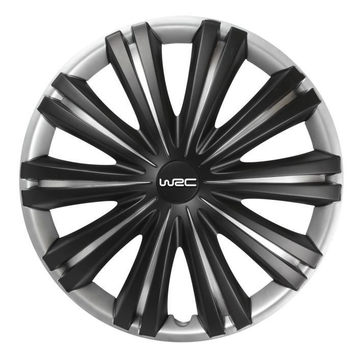 WRC 4 Enjoliveurs 16 Pouces Noir Mat Gris