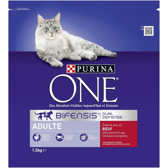 PURINA ONE Croquettes au buf et cereales completes Pour chat adulte 15 kg