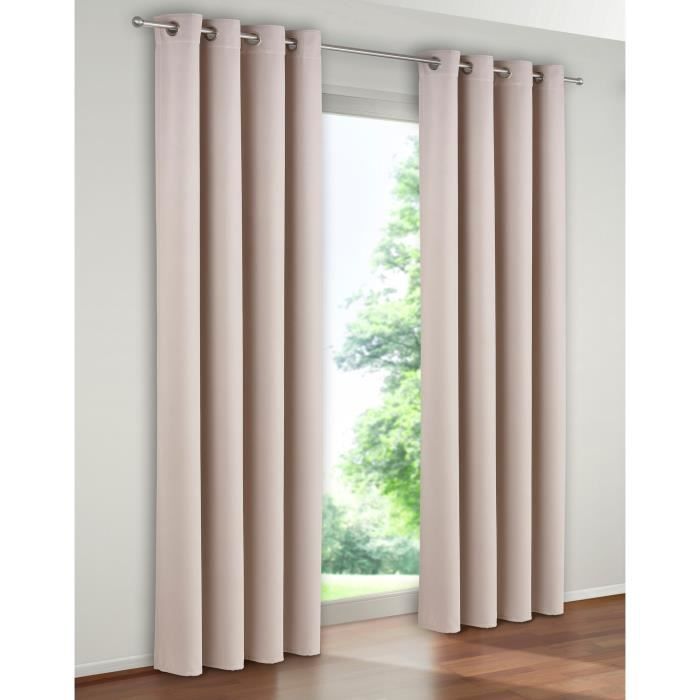 Paire de rideaux rideau occultants couleur Beige 140x260 - Achat ... Paire de rideaux rideau occultants couleur Beige 140x260 - Achat ...