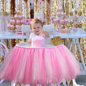 1pc Tulle Wrap 1er Tutu Bébé Douche Haute Rose Jupe Chaise Réglable Tl1cK3FJ