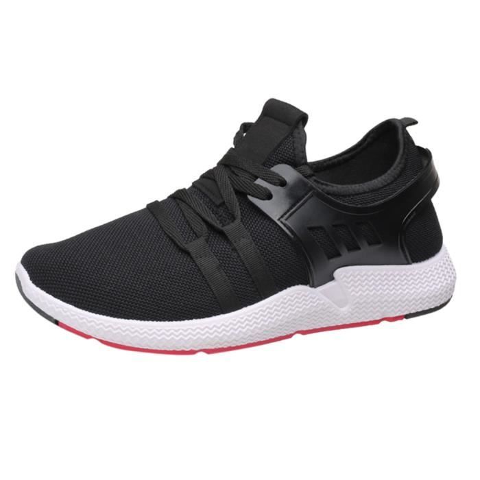 Respirant Chaussures Courir À Mode Sport Lacets Blanc Baskets Légère Homme Casual PXUOFX