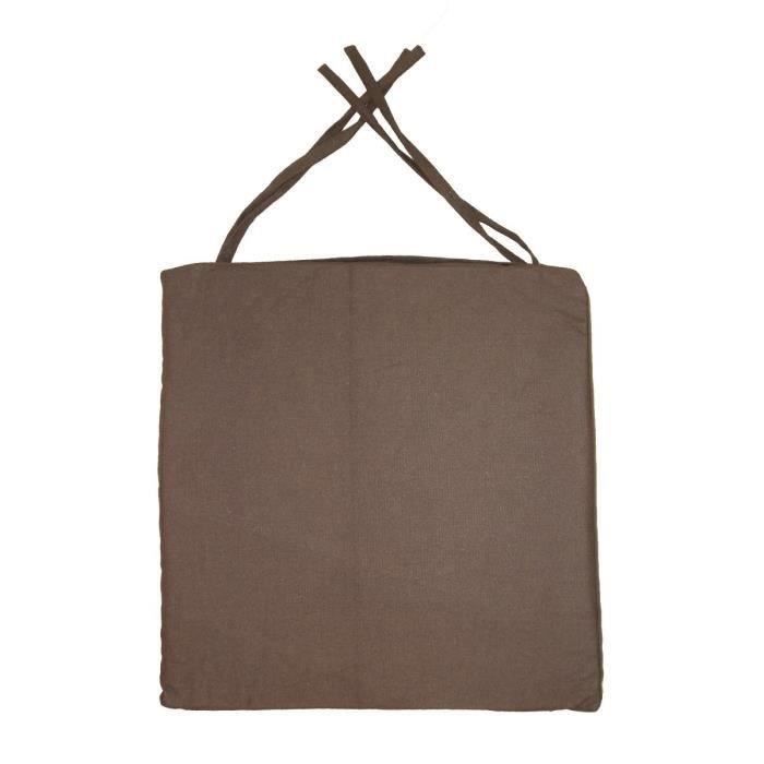 Galette de chaise carrée 40x40x4 cm CHOCOLAT