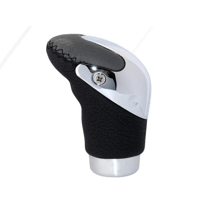 Pommeau Universel - Insert chrome et cuir véritable - Gris, noir