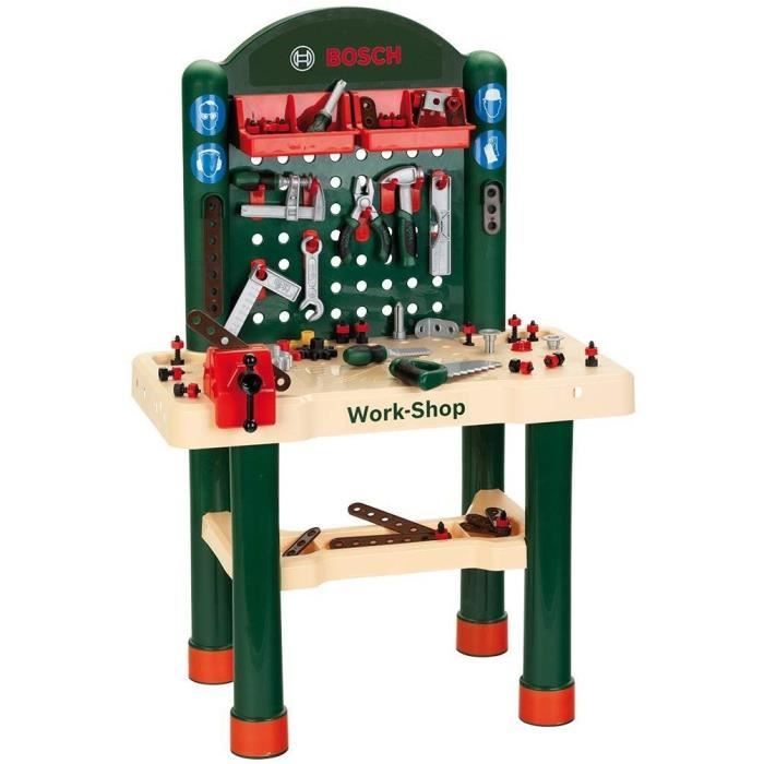 BOSCH - Etabli Work-Shop Enfant avec Visseuse et Véhicules à Construire - 108 Accessoires