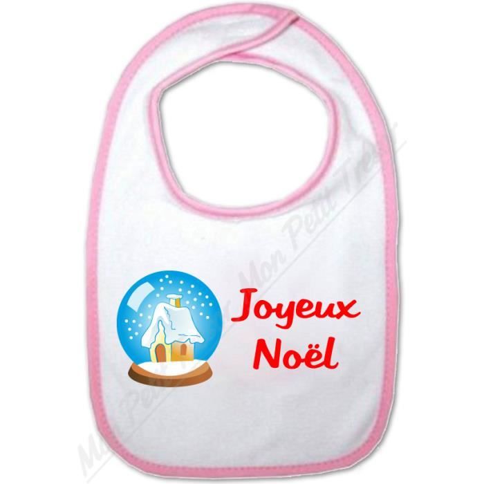 Bavoir Bébé Fille Rose Boule De Neige Joyeux Noël Achat