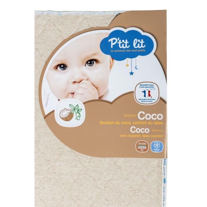 P TIT LIT Matelas Coco latex 60 x 120 x 12 cm
