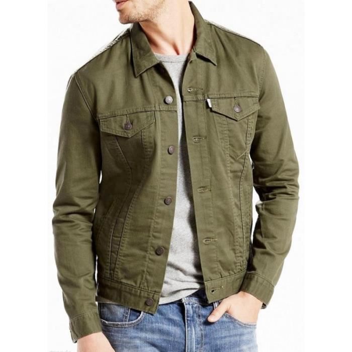 Veste en jeans Levi's Trucker Kaki Vert Vert - Achat ...