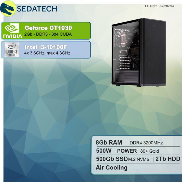 PC Gamer, Intel i3, GT730, 2To HDD, 8 Go RAM,1
