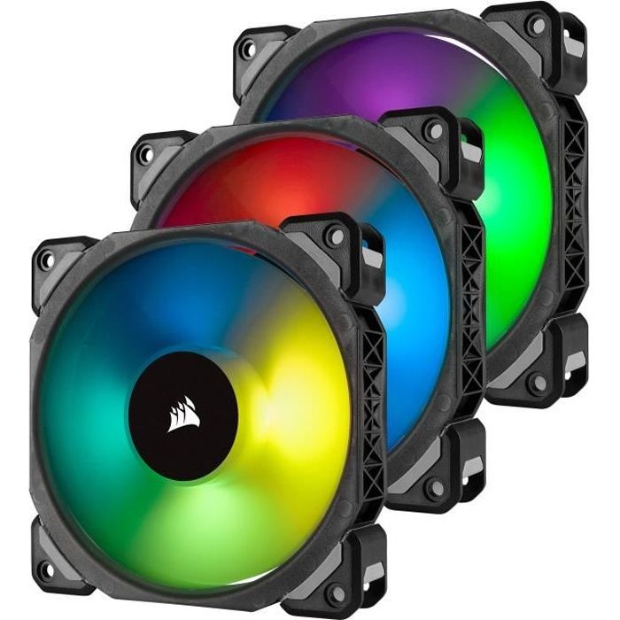 CORSAIR Ventilateur ML120 Pro RGB - Diamètre 120mm - LED RGB - Lightning Node Pro - Triple Pack (CO-9050076-WW)