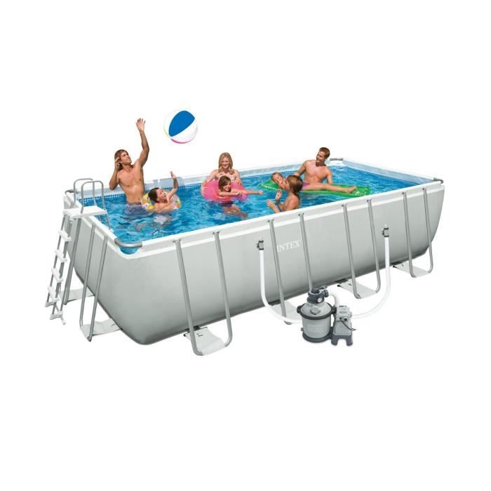 INTEX Kit Piscine rectangulaire tubulaire L4,57 x l2,74 x H1,22m