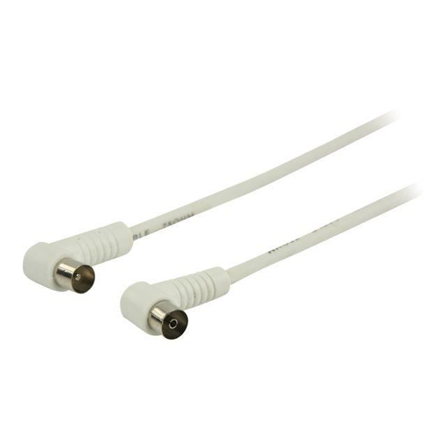 VALUELINE Câble antenne coaxial coudé Coax Mâle (IEC) - Coax Femelle (IEC) 1.50 m Blanc