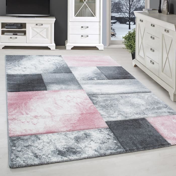 Moderne Tapis Noir Blanc Rouge Contour Coupé Tapis Petit