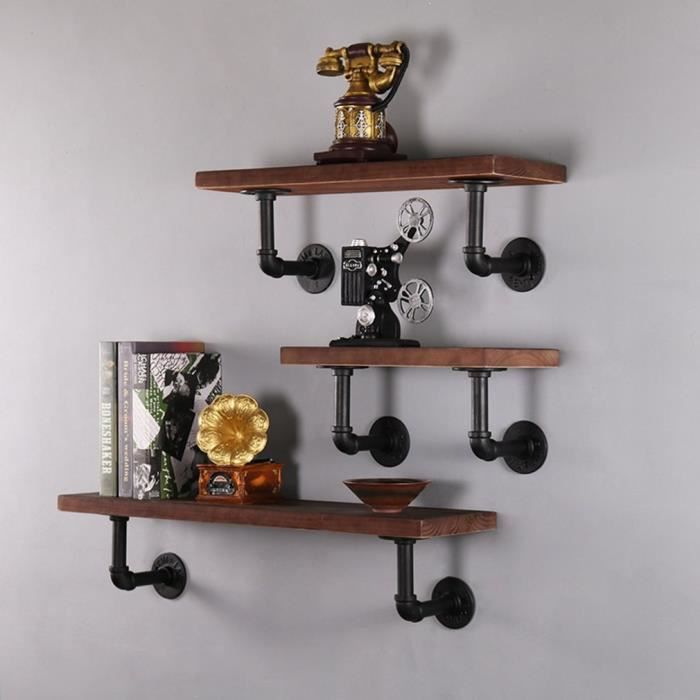 Support bride étagère noir mural industriel Retro 2PCS 14 ...