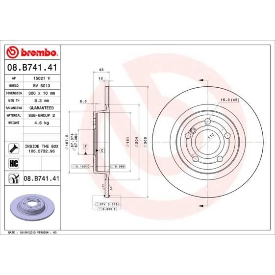 JEU DE DISQUES BREMBO 08.B741.41
