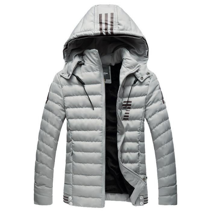 La En Mode Homme De Hiver Doudoune Gris rouge Capuche Plus Velours Vêtement A Masculin BnFgAq