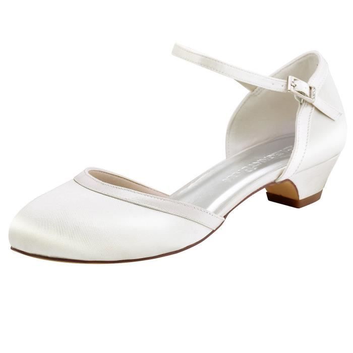 Toe Hochzeit Brautschuhe Geschlossen Buckle Taille Hc1621 Low Satin Blockabsatz 36 3puwhn q4C05
