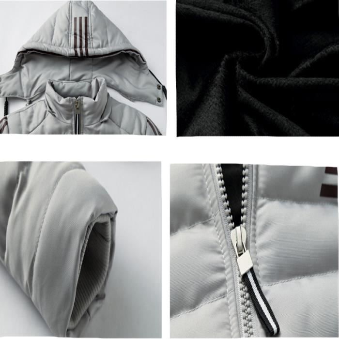 La En Mode Homme De Hiver Doudoune Gris rouge Capuche Plus Velours Vêtement A Masculin BnFgAq