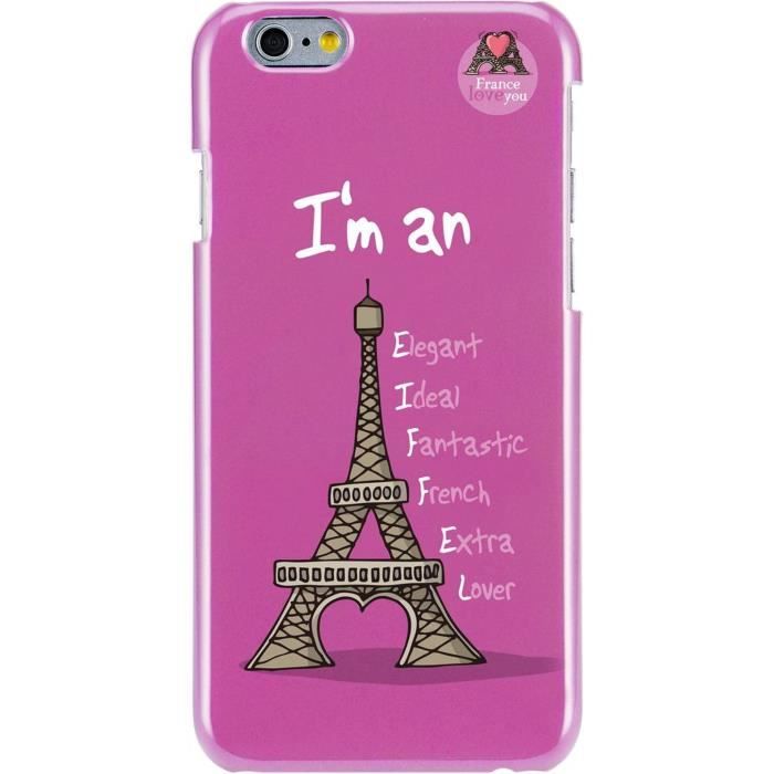 HIHIHI Coque rigide Tour Eiffel - Pour iPhone 6 / 6S - Rose