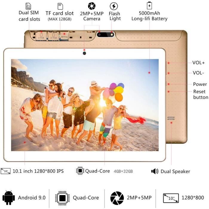 Tablette Tactile 10 pouces -  K107- 4G/3G/WiFi1