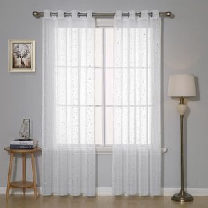 RIDEAU Mellifluous Lot de 2 Rideaux Voilages Petits Etoil