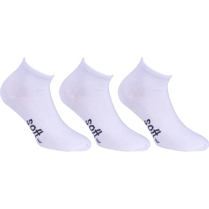 SOFTWR Lot de 3 Paires de Chaussettes Courtes Fines - Homme - Blanc