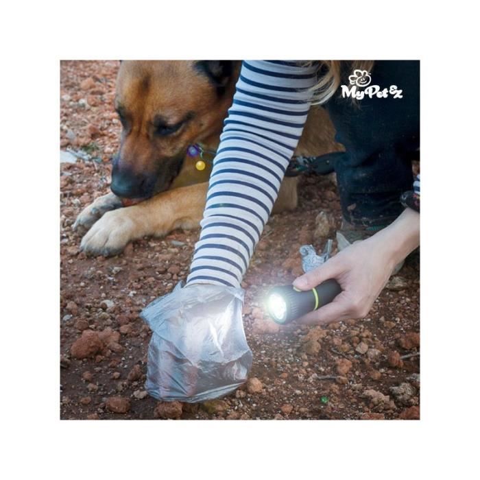 MY PET Lampe torche Poop Lantern avec porte-sac ramasse crottes