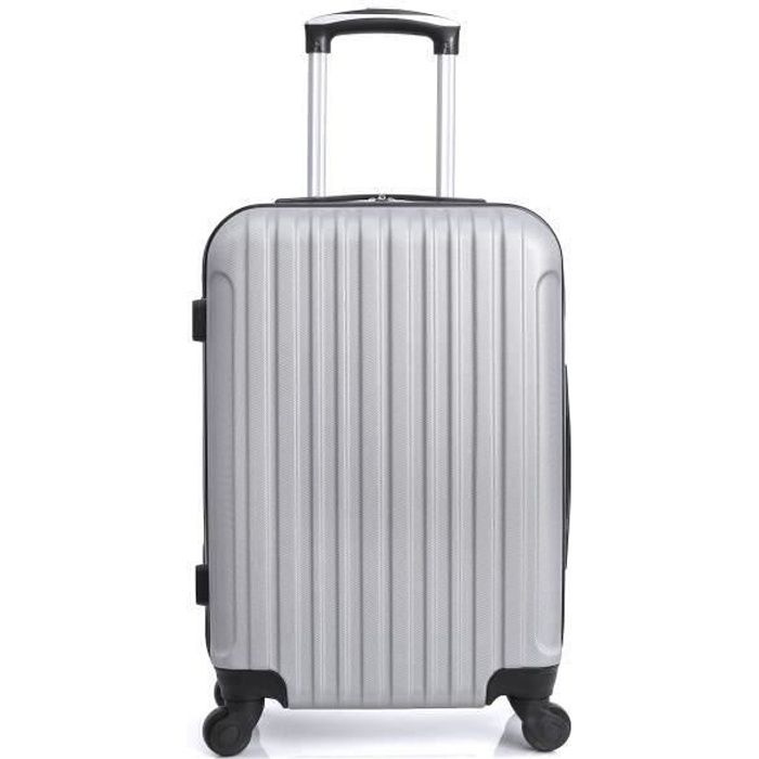 HERO - Valise Cabine Argenté 50x35x20 cm 4 Roues ABS