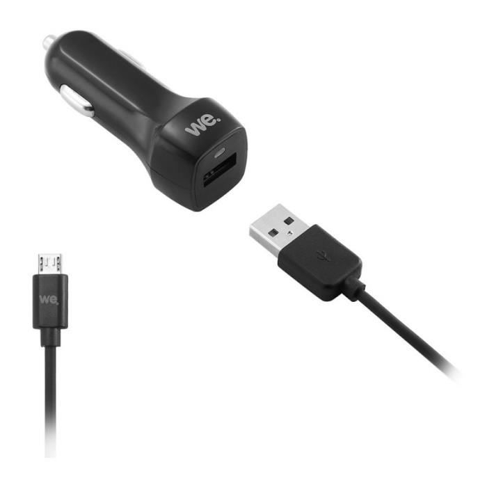 WE Pack de chargeur voiture et câble micro USB - 1 port - 1,50 mètres